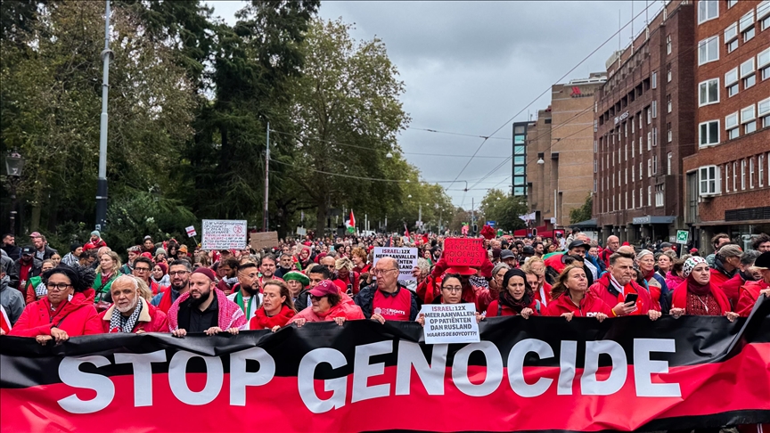 Massive protest in Amsterdam urges gov't to act against Israel's genocidal war on Gaza
