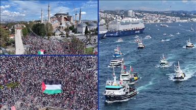 İstanbul’da, Gazze'ye giden Uluslararası Özgürlük Filosu'na destek yürüyüşü