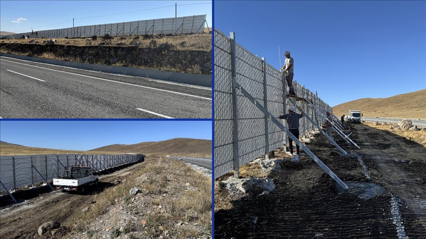 Ardahan'da kışın güvenli ulaşım için kara yollarına kar bariyerleri yapıldı