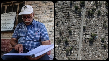 Relatives search for signs of loved ones in Syrian cemetery left in ruins by Assad regime