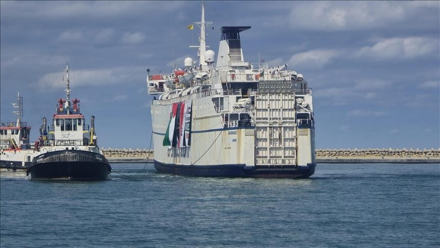 Unloading of 900 tons of humanitarian aid for Gaza underway from Türkiye’s 17th 'Goodness Ship'