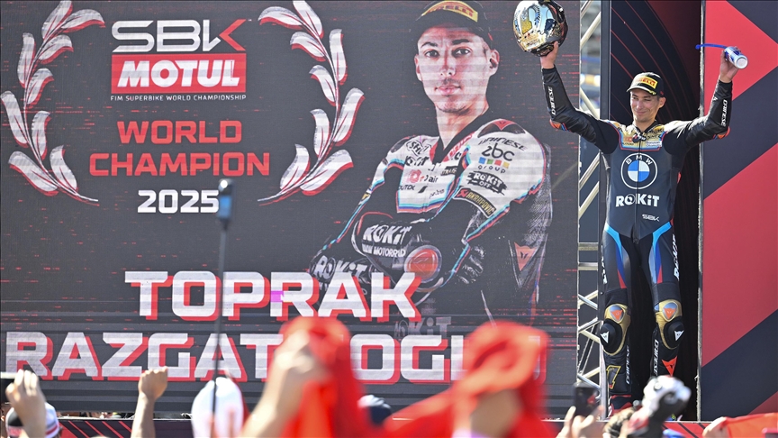 Turkish motorcycle racer Toprak Razgatlioglu wins 2025 World Superbike Championship in Spain