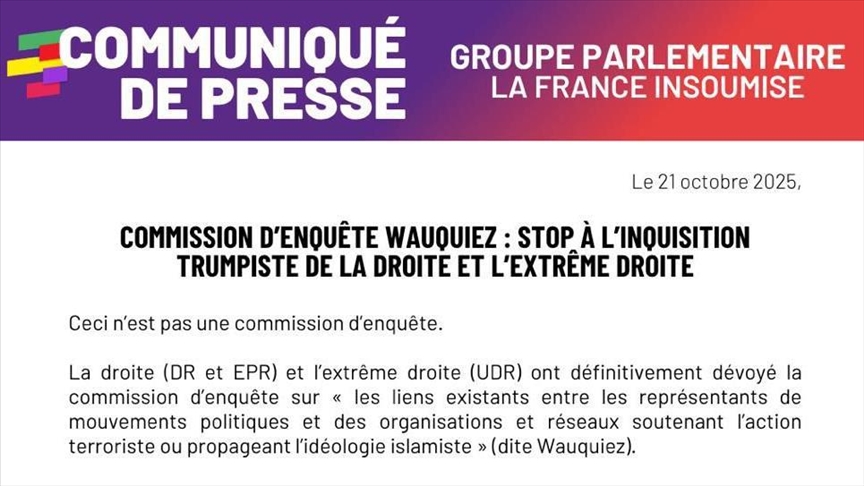 La France Insoumise dénonce des relents islamophobes dans la commission Wauquiez