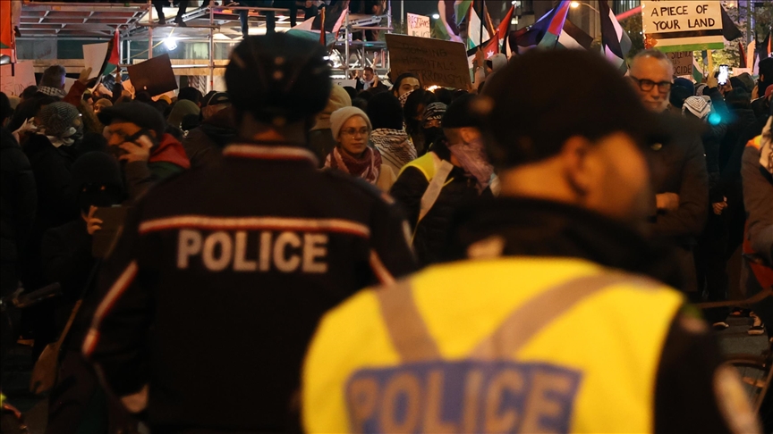 Pro-Palestinian protesters clash with police at defense conference in Canada