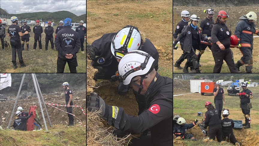 TÜDAK'ın gerçeğini aratmayan deprem tatbikatını AA ekipleri görüntüledi