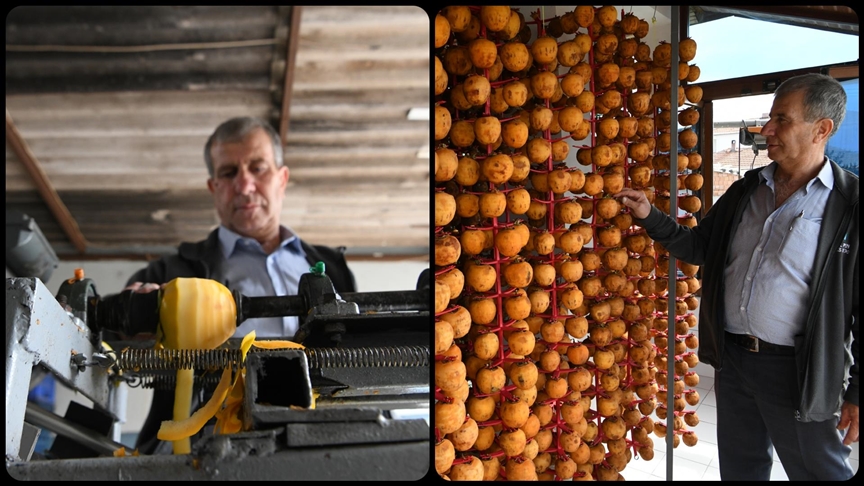 Trabzon hurmasını kendi tasarladığı aletlerle kurutup gelirini katladı
