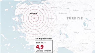 Li Balikesirê bi mezinahiya 4,9an erdhej çêbû