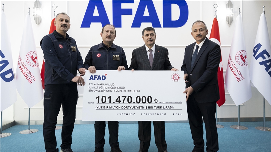 Ankara'daki okullarda Gazze için düzenlenen kermesten elde edilen gelir AFAD'a bağışlandı