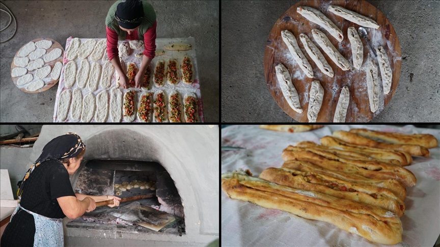 Çorum'da köylüler pidelerini taş fırınlarda pişirme geleneğini sürdürüyor