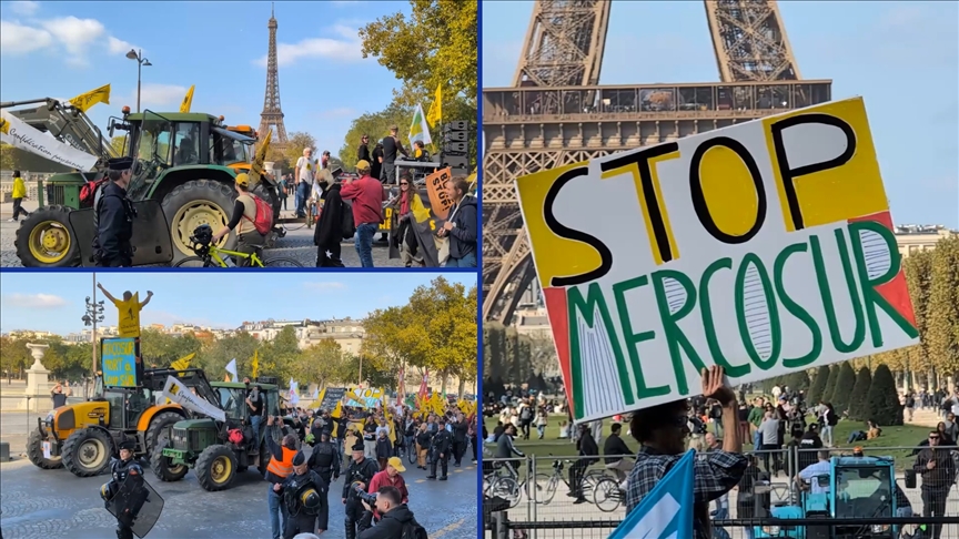 Fransa\'da AB-MERCOSUR anlaşmasına karşı çıkan çiftçiler eylemde