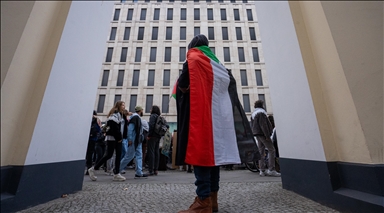Activists climb iconic Brandenburg Gate to protest Germany's 'complicity' in Gaza genocide