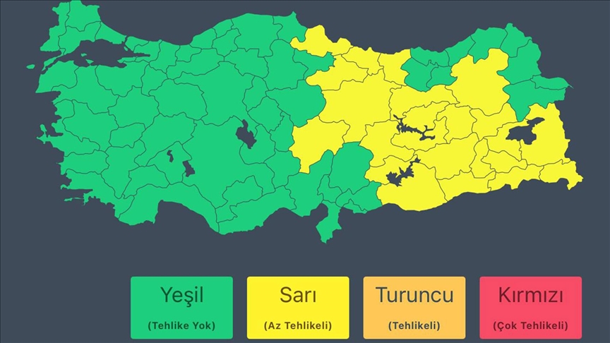 İçişleri Bakanlığından Doğu ve Güneydoğu Anadolu’daki bazı iller için meteorolojik uyarı
