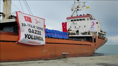 Turkish Red Crescent’s 18th aid ship for Gaza arrives at Egypt port