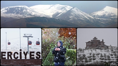 İç Anadolu'nun zirvesi Erciyes Dağı ile Sivas, Ordu, Tokat ve Ardahan'ın yüksek kesimlerine kar yağdı