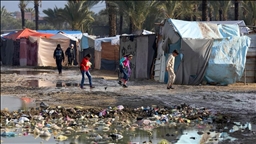 Ливень затопил палатки перемещенных палестинцев в Газе