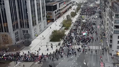 Belçika'da binlerce kişi Gazze'ye destek gösterisi düzenledi