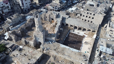 Големата Омарова џамија во Газа во урнатини по израелските напади