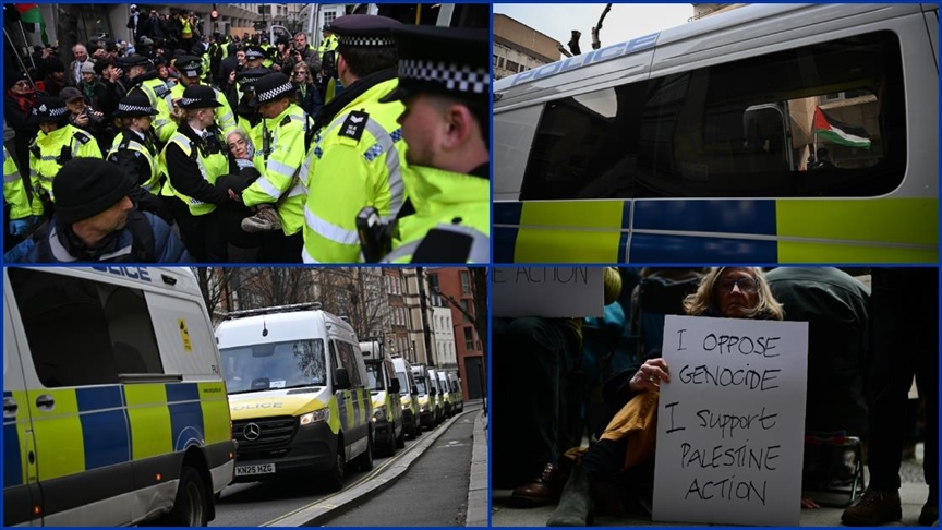 İngiltere\'de yasaklı Palestine Action grubuna destek eyleminde onlarca kişi gözaltına alındı
