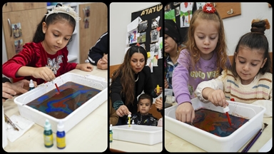 Başak öğretmen geleneksel Türk sanatlarını minik öğrencileri ile ailelerine tanıtıyor