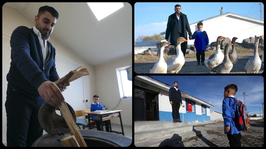 Kars'ta ilk atandığı köyde, tek öğrencisini geleceğe hazırlıyor