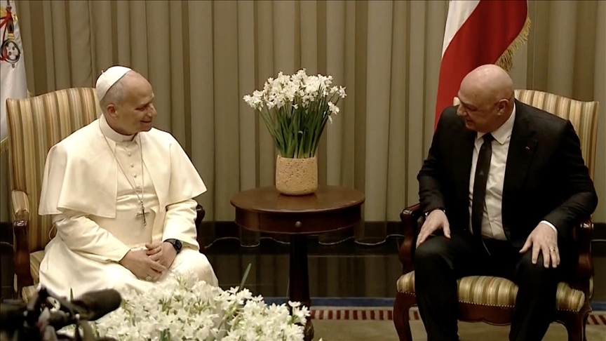 Pope Leo XIV arrives in Lebanon during 1st overseas trip, coming from Türkiye