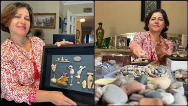 Emekli mühendis sahilden topladığı çakıl taşlarını sanat eserine dönüştürüyor