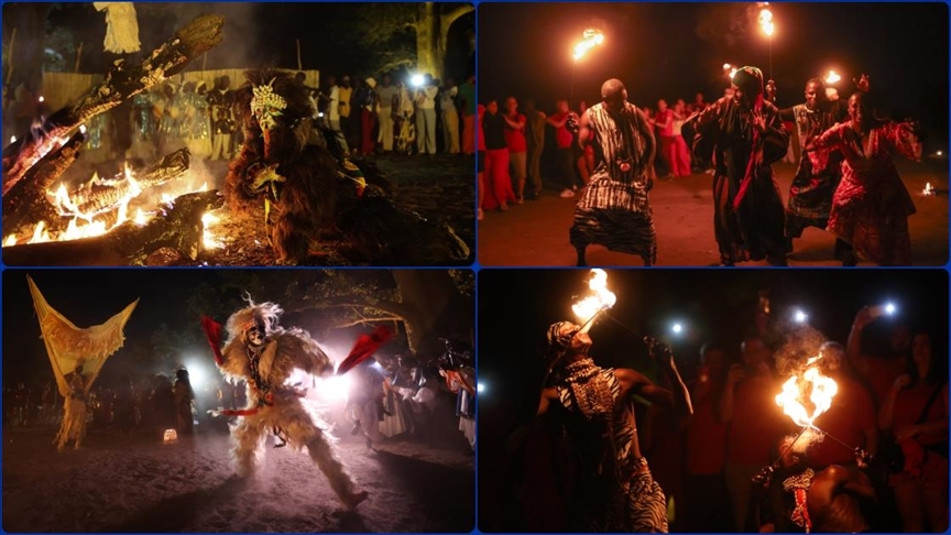 Senegal'de geleneksel perküsyonlar ve mistik karakterler baobab ormanında buluştu