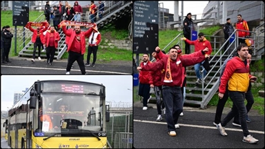 Galatasaray taraftarları, Fenerbahçe derbisi için Kadıköy'e hareket etti
