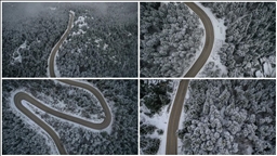 Uludağ'ın beyaza bürünen kıvrımlı yolları havadan görüntülendi