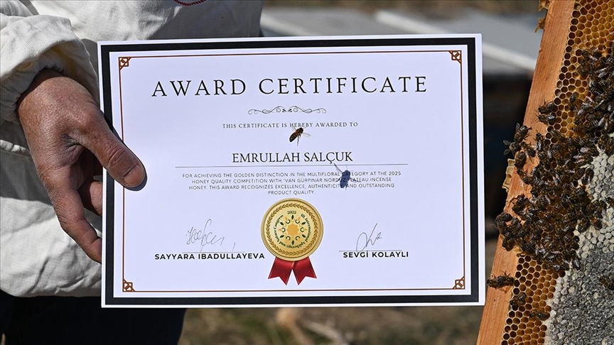 Van'ın verimli yaylalarında üretilen bal Azerbaycan'da "Altın Bal" ödülüne layık görüldü