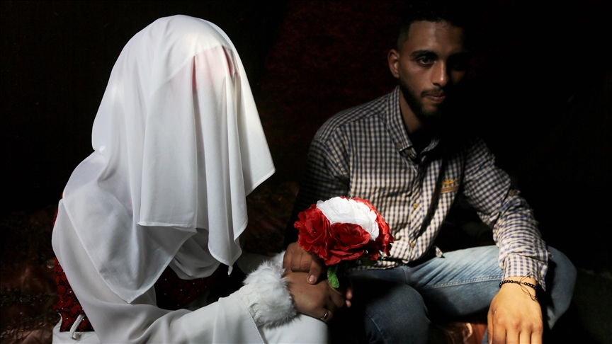 54 couples tie knot during mass wedding amid Gaza ruins