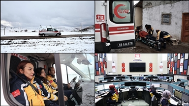 Bayburt'un karlı yollarında kadın paramedikler hayat kurtarmak için zamanla yarışıyor
