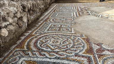 4th-century reception hall with rare mosaics unearthed in ancient city of Hadrianopolis in Turkish Black Sea region