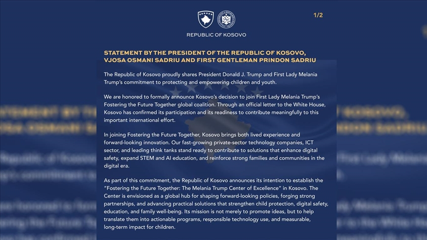 Kosovo se priključilo globalnoj koaliciji Melanije Trump "Building the Future Together"