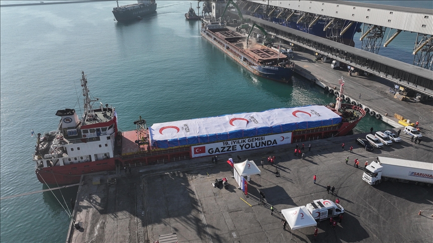 نوزدهمین "کشتی نیکوکاری" هلال‌احمر ترکیه با 1300 تن کمک بشردوستانه به سوی غزه حرکت کرد