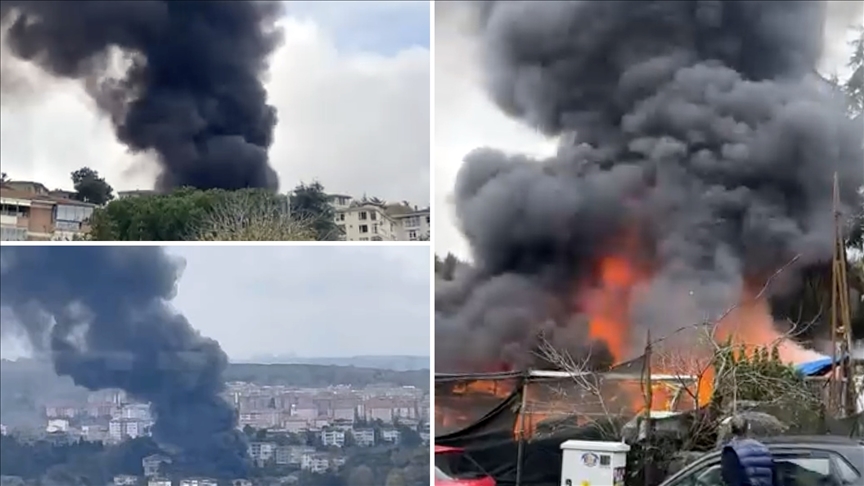 Sarıyer\'de iş yerinde çıkan yangına müdahale ediliyor