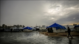 Heavy rains flood hundreds of tents sheltering displaced Gazans amid severe weather