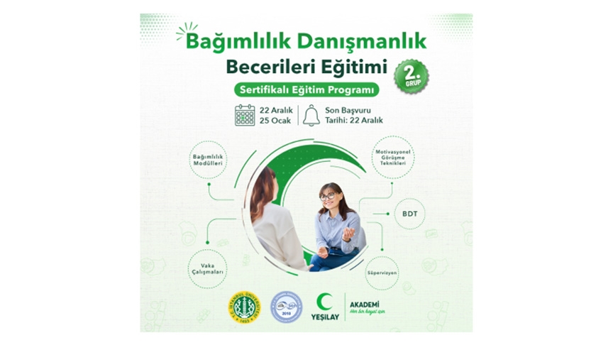 Yeşilayın Bağımlılık Danışmanlık Becerileri Eğitimi Sertifika Programı'na başvurular başladı