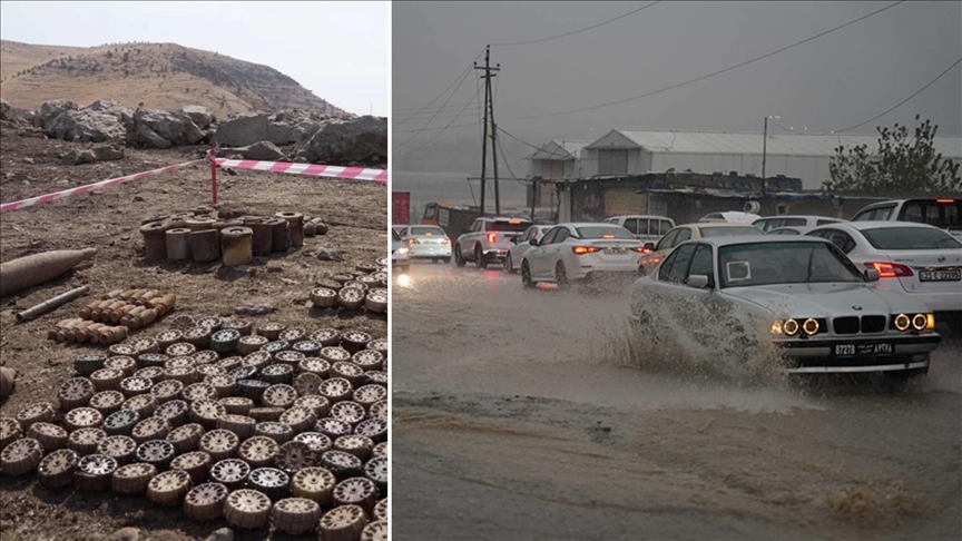 سیل در سلیمانیه عراق مین‌های مدفون را از دل خاک بیرون آورد