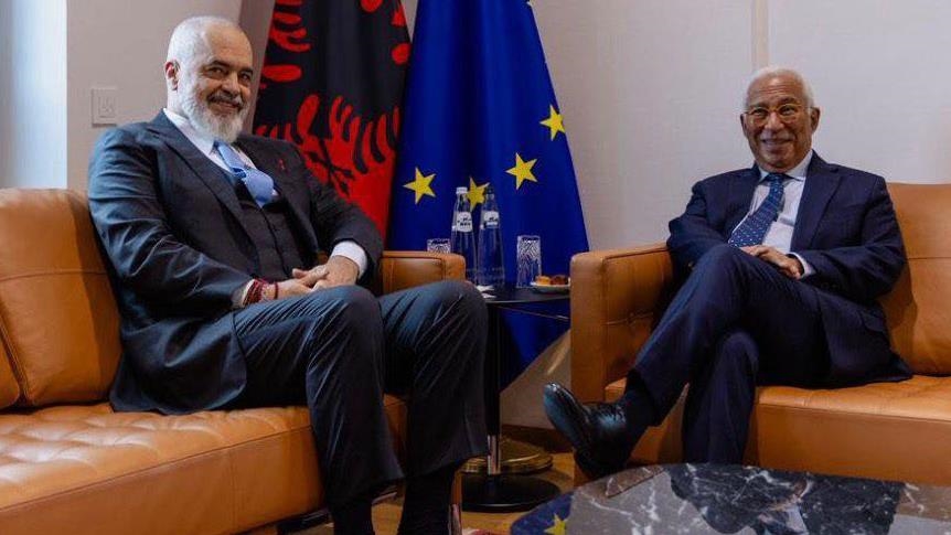 Kryeministri Rama takon në Bruksel presidentin e Këshillit Evropian  Antonio Costa