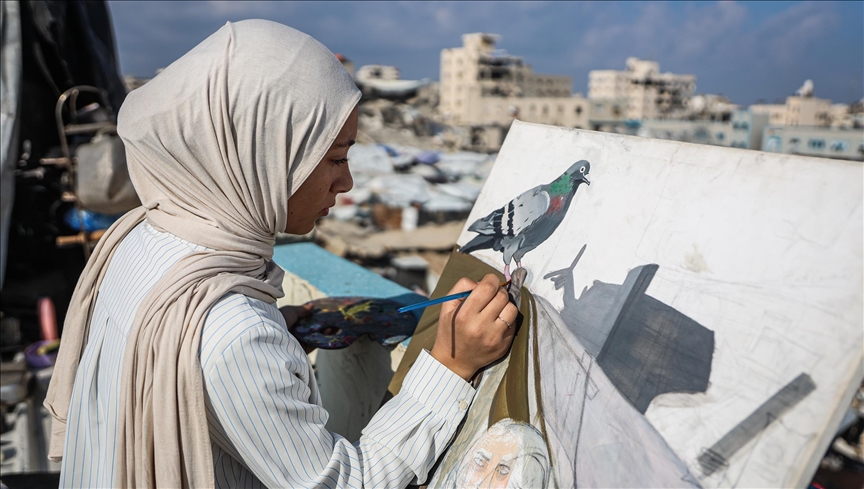 Artistja e re nga Gaza ka filluar të pikturojë vetëm "shkatërrim dhe gjak" që nga sulmet izraelite