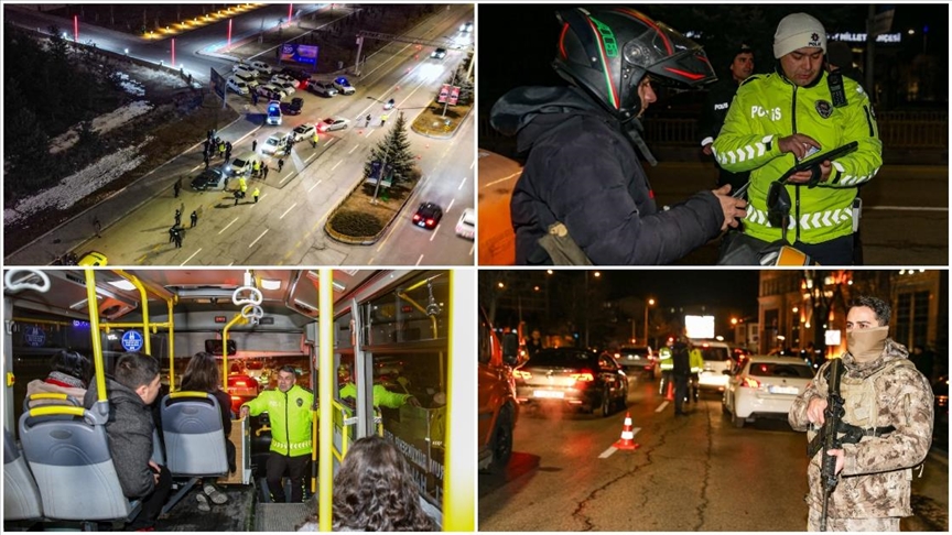 Kış turizm merkezi Erzurum'da polis dondurucu soğukta yılbaşı denetiminde