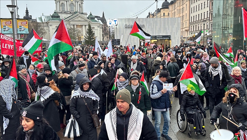 Protesters in Stockholm denounce Israel's continued attacks on Gaza despite ceasefire