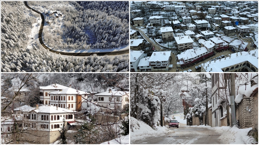 Karabük'teki kış manzaraları havadan görüntülendi