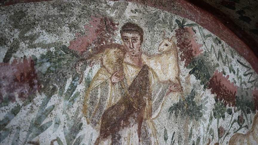 Hisardere kazılarında bulunan "çoban İsa" freski temizlenerek daha görünür hale getirilecek
