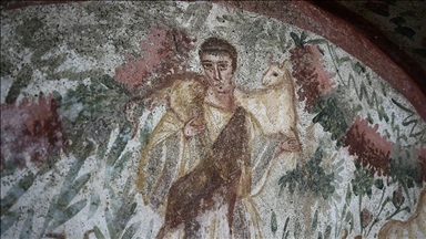 Hisardere kazılarında bulunan "çoban İsa" freski temizlenerek daha görünür hale getirilecek