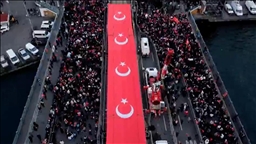 CANLI - Galata Köprüsü'nde Filistin'e destek yürüyüşü