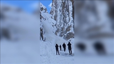 Hakkari'de çığın düşme anı cep telefonu kamerasıyla kaydedildi 