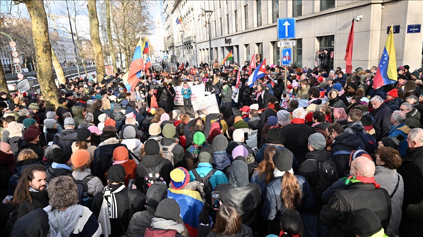 Protest held in Belgium against US military intervention in Venezuela