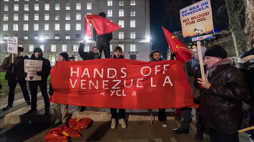 London protest demands UK condemn US strike on Venezuela, capture of Maduro